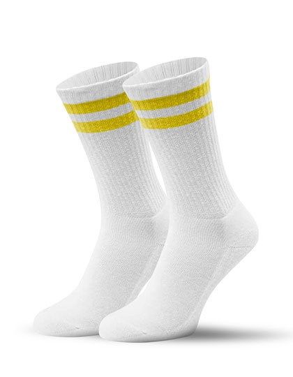 Sportive Socken Gelb Gestreift Weiß
